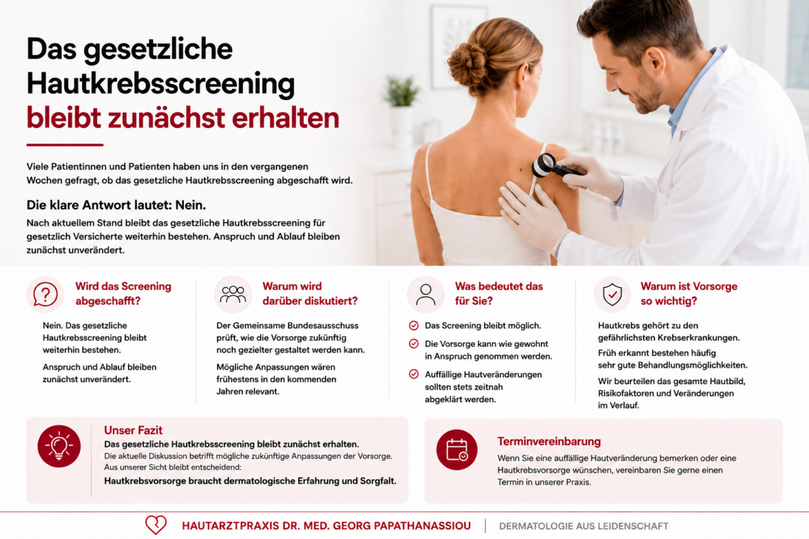 Das gesetzliche Hautkrebsscreening bleibt bestehen